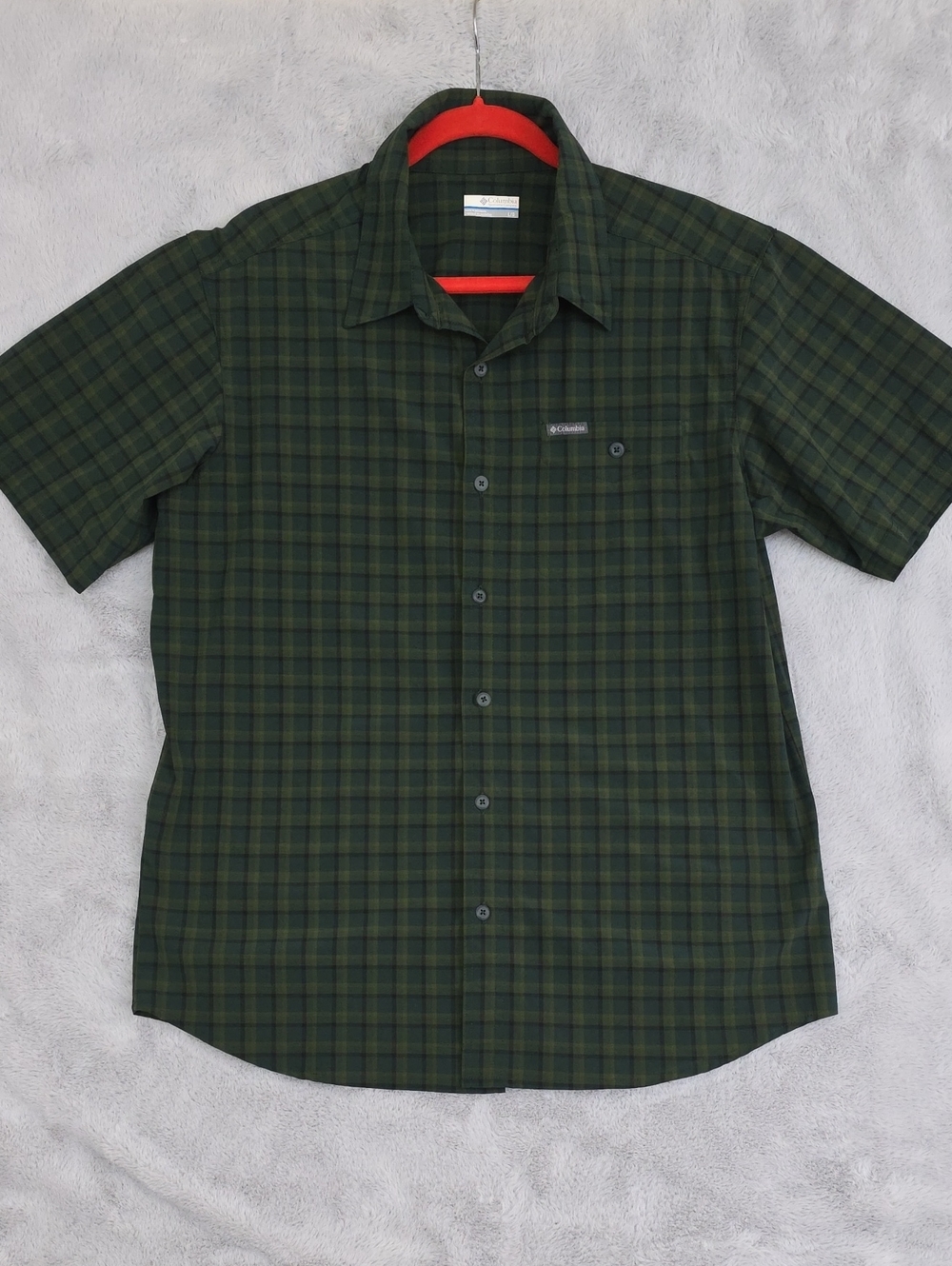 Columbia Green Plaid Short-Sleeve Button-Down Shirt